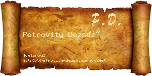 Petrovity Dezső névjegykártya